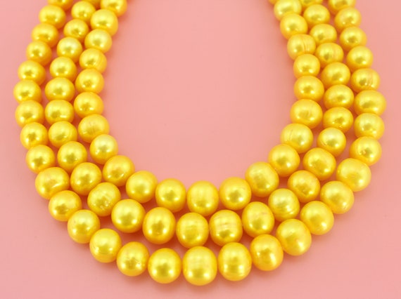 Aa 10-11mm Good Luster Light Yellow Potato Pearl Beads,loose Freshwater Pearls, Pearl Jewelry Supplies,full Strand-43pcs-15.5inches