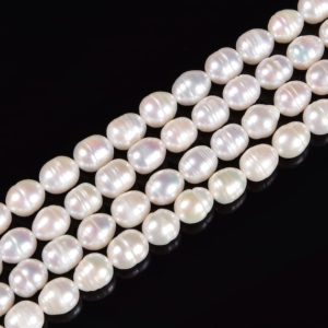 Shop Pearl Bead Shapes! Fresh Water Pearl Rice Shape Beads Size 7x9mm 9x11mm 15'' Strand | Natural genuine other-shape Pearl beads for beading and jewelry making.  #jewelry #beads #beadedjewelry #diyjewelry #jewelrymaking #beadstore #beading #affiliate #ad