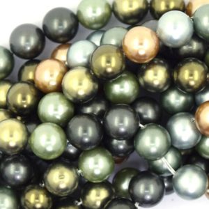 Shop Pearl Beads! 8mm multicolor shell pearl round beads 16" strand S1 37071 | Natural genuine beads Pearl beads for beading and jewelry making.  #jewelry #beads #beadedjewelry #diyjewelry #jewelrymaking #beadstore #beading #affiliate #ad
