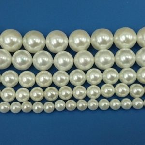 White Shell Pearl Beads, Natural Gemstone Beads, Round Shell Beads, 6mm 8mm 10mm 12mm 14mm 15'' | Natural genuine round Gemstone beads for beading and jewelry making.  #jewelry #beads #beadedjewelry #diyjewelry #jewelrymaking #beadstore #beading #affiliate #ad