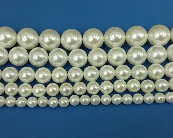 White Shell Pearl Beads, Natural Gemstone Beads, Round Shell Beads, 2mm 3mm 4mm 6mm 8mm 10mm 12mm 14mm 15''