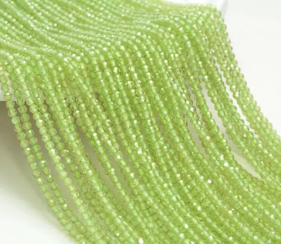 3mm Peridot Gemstone Micro Faceted Round Grade Aaa Beads 15.5inch Bulk Lot 1,6,12,24 And 48 (80010181-a194)