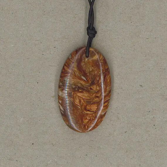 Petrified Wood Pendant Adjustable Leather Necklace Handmade By Chris Hay