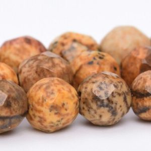 Shop Picture Jasper Faceted Beads! 4MM Picture Jasper Beads Grade AAA Genuine Natural Gemstone Faceted Round Loose Beads 15" / 7.5" Bulk Lot Options (100789) | Natural genuine faceted Picture Jasper beads for beading and jewelry making.  #jewelry #beads #beadedjewelry #diyjewelry #jewelrymaking #beadstore #beading #affiliate #ad