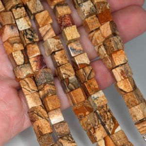 Shop Picture Jasper Bead Shapes! 6-7MM Picture Jasper Gemstone Square Cube Loose Beads 15.5 inch Full Strand (90182198-A114) | Natural genuine other-shape Picture Jasper beads for beading and jewelry making.  #jewelry #beads #beadedjewelry #diyjewelry #jewelrymaking #beadstore #beading #affiliate #ad