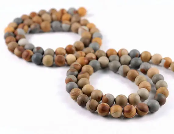 10mm Frosted Matte Scenic Picture Jasper Gemstone Grade Aaa Round Loose Beads 15.5 Inch Full Strand (90182785-127)