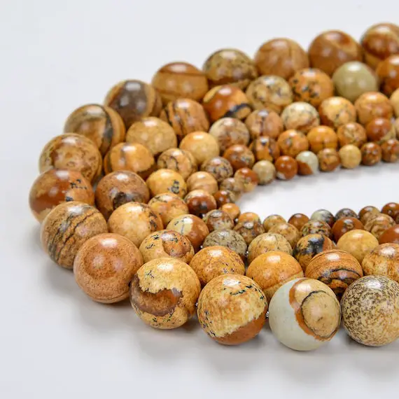 Genuine Natural Picture Jasper Gemstone Grade Aa Round 4mm 6mm 8mm 10mm Loose Beads Full Strand Bulk Lot 1,2,6,12 And 50