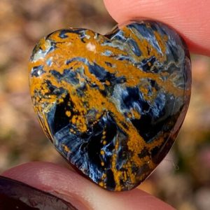 Pietersite Heart Cabochon, Rare Polished Pietersite Cab, Blue Yellow Gold Brecciated Tigers Eye, Chatoyant Stone #2 | Natural genuine stones & crystals in various shapes & sizes. Buy raw cut, tumbled, or polished gemstones for making jewelry or crystal healing energy vibration raising reiki stones. #crystals #gemstones #crystalhealing #crystalsandgemstones #energyhealing #affiliate #ad
