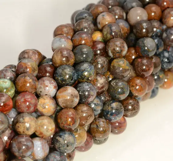 Genuine African Pietersite Gemstone Grade Aa Blue Brown Red 6mm 8mm 10mm Round Loose Beads Full Strand Bulk Lot 1,2,6,12 And 50 (a239)