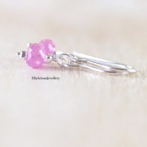 Shop Pink Sapphire Earrings! Pink Sapphire Dainty Drop Earrings in 925 Sterling Silver, 14Kt Gold or Rose Gold Filled, Precious Gemstone Small Dangle Earrings for Women | Natural genuine Pink Sapphire earrings. Buy crystal jewelry, handmade handcrafted artisan jewelry for women.  Unique handmade gift ideas. #jewelry #beadedearrings #beadedjewelry #gift #shopping #handmadejewelry #fashion #style #product #earrings #affiliate #ad