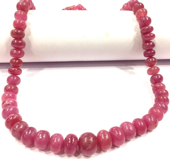 Natural Pink Sapphire Smooth Rondelle Beads Pink Sapphire Beads Necklace Smooth Polished Sapphire Beads Real Genuine Sapphire Beads.