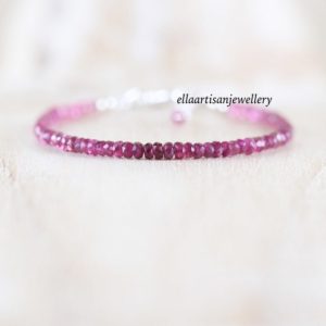 Pink Tourmaline Dainty Bracelet in Sterling Silver, Gold or Rose Gold Filled, Delicate Gemstone Stacking Bracelet, Beaded Jewelry for Women | Natural genuine Array bracelets. Buy crystal jewelry, handmade handcrafted artisan jewelry for women.  Unique handmade gift ideas. #jewelry #beadedbracelets #beadedjewelry #gift #shopping #handmadejewelry #fashion #style #product #bracelets #affiliate #ad