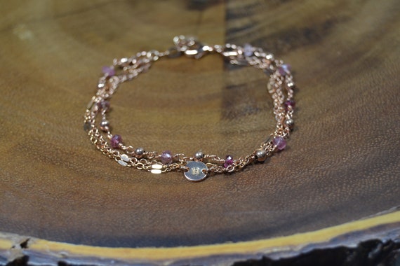 Pink Tourmaline Multi-strand Bracelet // October Birthstone // Gold Fill, Sterling Silver // 5th, 8th Anniversary // Mother's Day, Valentine