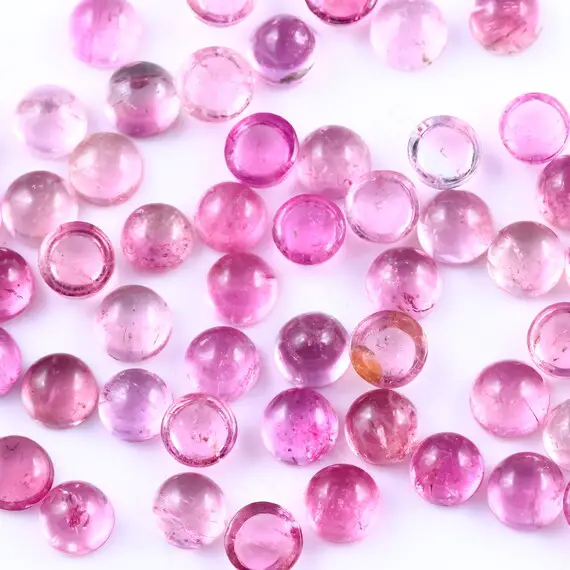 Light Pink Tourmaline Cabochon 4mm Round - Per Stone