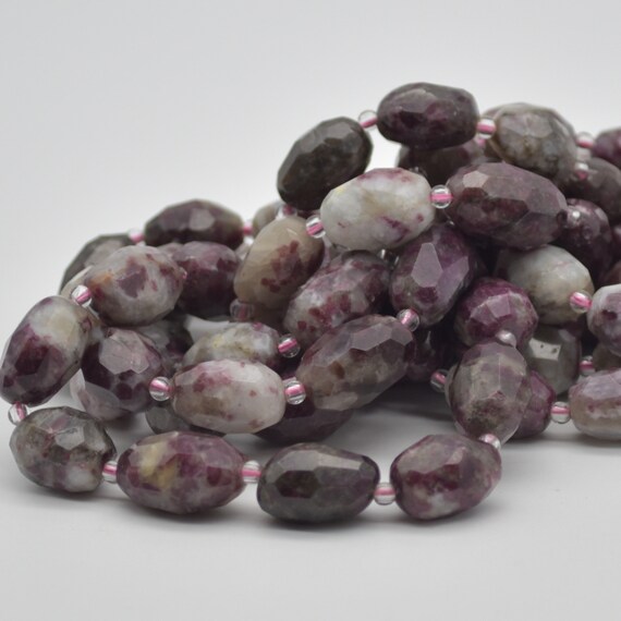 Natural Pink Tourmaline Semi-precious Gemstone Faceted Baroque Nugget Beads - 8mm - 10mm X 13mm - 15mm - 15" Strand