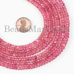 Shop Pink Tourmaline Faceted Beads! Pink Tourmaline Beads, 3-5 mm Tourmaline Beads, Tourmaline Faceted Beads, Tourmaline Rondelle Beads, Pink Tourmaline Faceted Beads, | Natural genuine faceted Pink Tourmaline beads for beading and jewelry making.  #jewelry #beads #beadedjewelry #diyjewelry #jewelrymaking #beadstore #beading #affiliate #ad