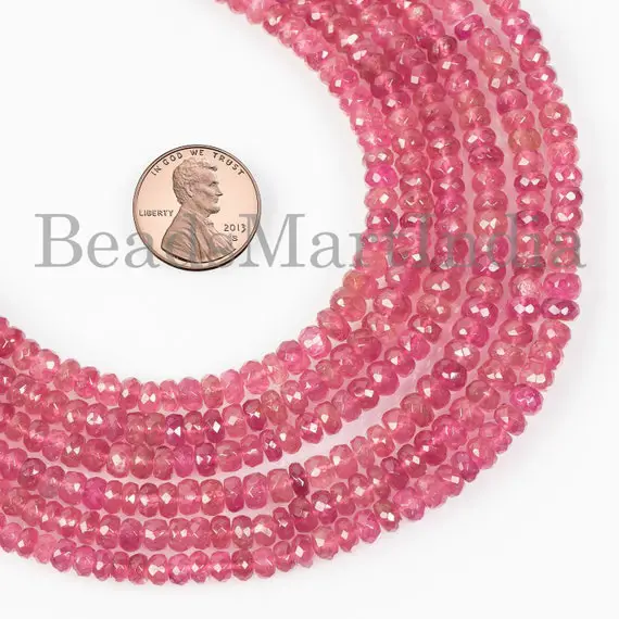 Pink Tourmaline Beads, 3-5 Mm Tourmaline Beads, Tourmaline Faceted Beads, Tourmaline Rondelle Beads, Pink Tourmaline Faceted Beads,