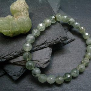 Shop Prehnite Bracelets! Prehnite & Epidote Genuine Bracelet ~ 7 Inches  ~ 8mm Facetted Beads | Natural genuine Prehnite bracelets. Buy crystal jewelry, handmade handcrafted artisan jewelry for women.  Unique handmade gift ideas. #jewelry #beadedbracelets #beadedjewelry #gift #shopping #handmadejewelry #fashion #style #product #bracelets #affiliate #ad
