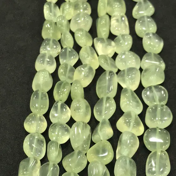 Independence Day Sale Natural Prehnite Smooth / Plain Nuggets Beads Strand 16 Inches Natural Prehnite Gemstone Beads 8-14 Mm Approx Beads