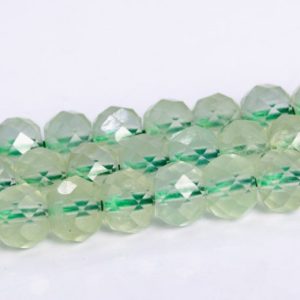 Shop Prehnite Faceted Beads! 6x4MM Light Green Prehnite Beads Grade AAA Genuine Natural Gemstone Faceted Rondelle Loose Beads 15" / 7.5" Bulk Lot Options (112912) | Natural genuine faceted Prehnite beads for beading and jewelry making.  #jewelry #beads #beadedjewelry #diyjewelry #jewelrymaking #beadstore #beading #affiliate #ad