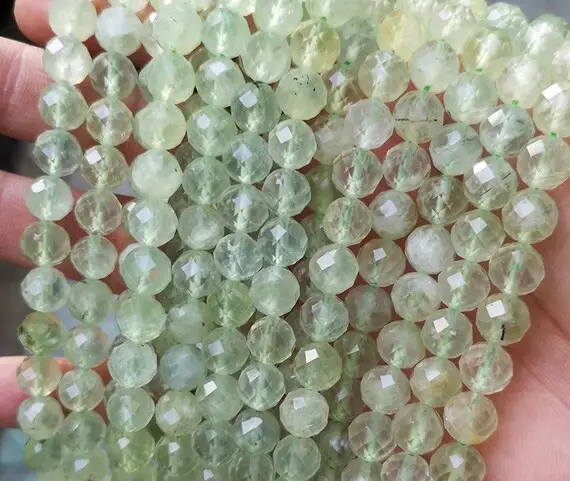 Natural Faceted Prehnite Smooth Round Beads,4mm 6mm 8mm 10mm 12mm Prehnite Beads Wholesale Supply,one Strand 15",prehnite