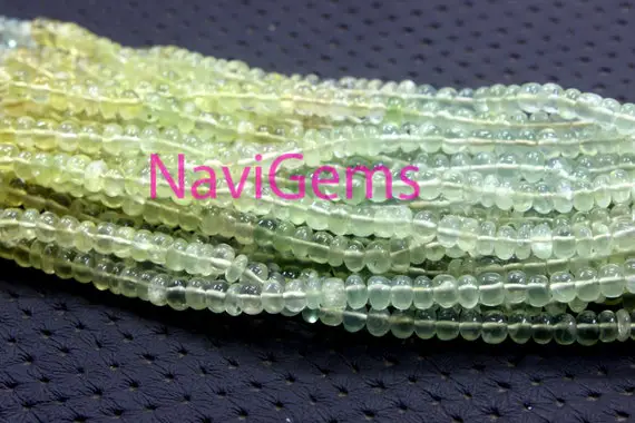 Beautiful 1 Strand Top Quality Natural Prehnite Gemstone Smooth Rondelle Beads, 5-6 Mm Beads,green Prehnite Necklace Making Smooth Jewelry