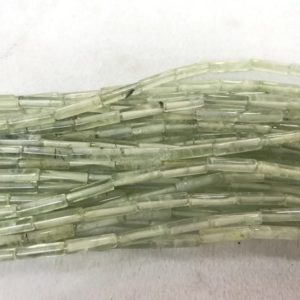 Shop Prehnite Bead Shapes! Speical Offer Prehnite 4 x 14-15mm Column Genuine Green Gemstone Tube Loose Beads 15inch -Not Very Central Holes | Natural genuine other-shape Prehnite beads for beading and jewelry making.  #jewelry #beads #beadedjewelry #diyjewelry #jewelrymaking #beadstore #beading #affiliate #ad