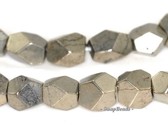 8mm Palazzo Iron Pyrite Gemstone Faceted Hexagon Nugget Cube 8mm Loose Beads 7.5 Inch Half Strand (90144973-406)