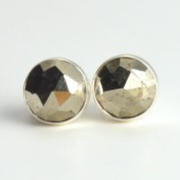 Rose Cut Golden Pyrite 6mm Sterling Silver Stud Earrings Pair | Natural genuine Gemstone jewelry. Buy crystal jewelry, handmade handcrafted artisan jewelry for women.  Unique handmade gift ideas. #jewelry #beadedjewelry #beadedjewelry #gift #shopping #handmadejewelry #fashion #style #product #jewelry #affiliate #ad