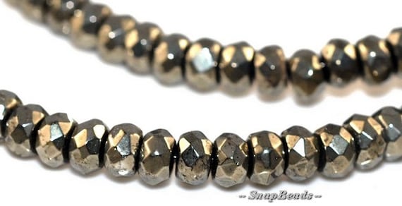 Palazzo Pyrite Gemstones Micro Faceted Rondelle 4x3mm Loose Beads 16 Inch Full Strand (90107039-147)