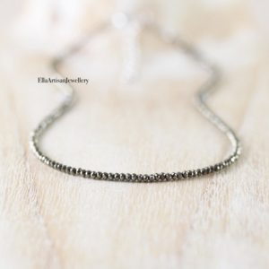 Shop Pyrite Necklaces! Pyrite Delicate Beaded Necklace in Sterling Silver, Gold or Rose Gold Filled, Dainty AAA Gemstone Choker, Long Layering Necklace for Women | Natural genuine Pyrite necklaces. Buy crystal jewelry, handmade handcrafted artisan jewelry for women.  Unique handmade gift ideas. #jewelry #beadednecklaces #beadedjewelry #gift #shopping #handmadejewelry #fashion #style #product #necklaces #affiliate #ad