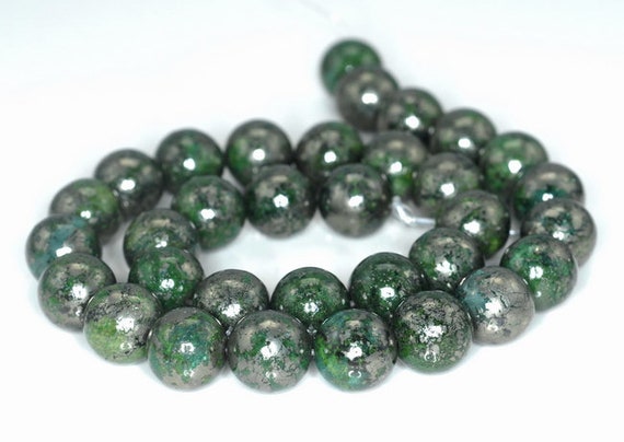 12mm Green Pyrite Intrusion Gemstone Grade Aa Round Loose Beads 15.5 Inch Full Strand (90187284-721b)