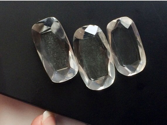 27x15-24x14mm Quartz Crystal Rose Cut Flat Cabochons, Crystal Rose Cut Cabochons, Table Cut Crystal For Jewelry (2pcs To 4 Pcs Options)