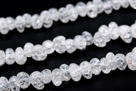 7-9mm White Crystal Quartz Crack Pattern Beads Pebble Chips Grade Aaa Genuine Natural Loose Beads 15.5"/7.5" Bulk Lot Options (116670)