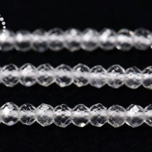 Shop Quartz Crystal Faceted Beads! Rock Crystal Quartz faceted rondelle beads,abacus beads,space beads,Clear Quartz,White Crystal,Quartz,gemstone,2x3mm 3x4mm,15" full strand | Natural genuine faceted Quartz beads for beading and jewelry making.  #jewelry #beads #beadedjewelry #diyjewelry #jewelrymaking #beadstore #beading #affiliate #ad