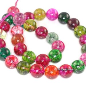 Shop Quartz Crystal Round Beads! 10MM Caribbean Sunrise Crackle Rock Crystal Gemstone, Rainbow Citrus Red Green, Round 10MM Loose Beads 7.5 inch Half Strand (90119797-112) | Natural genuine round Quartz beads for beading and jewelry making.  #jewelry #beads #beadedjewelry #diyjewelry #jewelrymaking #beadstore #beading #affiliate #ad