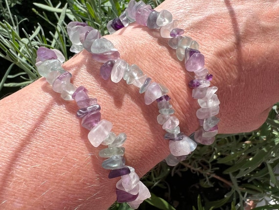 Rainbow Fluorite Chip Bracelet | Frosted Crystal, Aquarius & Pisces Gift