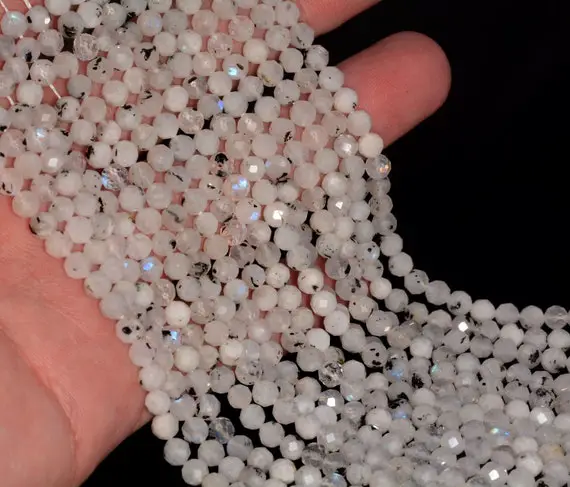 4mm Rainbow Moonstone Gemstone Micro Faceted Round Grade A Beads 15inch Bulk Lot 1,6,12,24 And 48 (80010058-a198)
