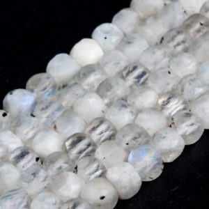 Shop Rainbow Moonstone Faceted Beads! 4x4MM Rainbow Moonstone Beads Faceted Cube Grade A Genuine Natural Gemstone Loose Beads 15" / 7.5" Bulk Lot Options (116887) | Natural genuine faceted Rainbow Moonstone beads for beading and jewelry making.  #jewelry #beads #beadedjewelry #diyjewelry #jewelrymaking #beadstore #beading #affiliate #ad