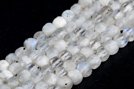 4x4mm Rainbow Moonstone Beads Faceted Cube Grade A Genuine Natural Gemstone Loose Beads 15" / 7.5" Bulk Lot Options (116887)