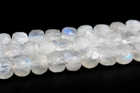 5mm Rainbow Moonstone Beads Faceted Cube Grade Aa Genuine Natural Gemstone Loose Beads 15" / 7.5" Bulk Lot Options (118945)