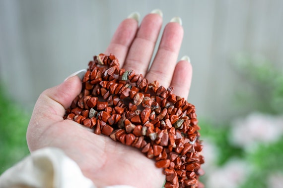 30" Natural Red Jasper Crystal Chip Beads 6mm - 8mm - Double Length Strand Gemstone Beads