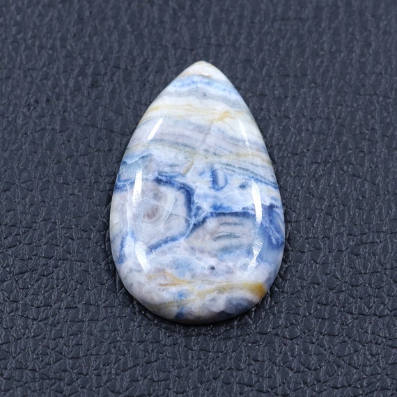25*40*5 Mm Very Rare Blue Rhodochrosite Ornamental Gemstone/ 43.45 Cts Pear Shape Blue Rhodochrosite Flat Back Cabochon Gemstone