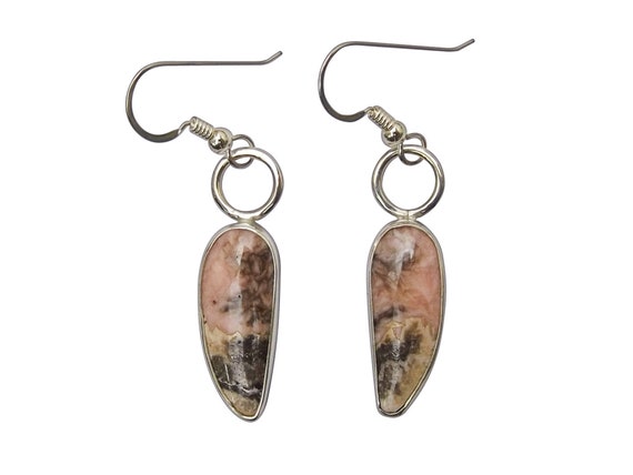 Rhodochrosite And Sterling Silver Dangle Earrings  Erche3608