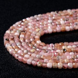 Shop Rhodochrosite Faceted Beads! 2MM Natural Argentina Rhodochrosite Gemstone Grade AA Micro Faceted Diamond Cut Cube Loose Beads (P39) | Natural genuine faceted Rhodochrosite beads for beading and jewelry making.  #jewelry #beads #beadedjewelry #diyjewelry #jewelrymaking #beadstore #beading #affiliate #ad