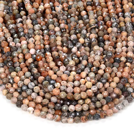 5mm Natural Argentina Rhodochrosite Gemstone Grade A Micro Faceted Round Beads 13 Inch Full Strand Bulk Lot 1,2,6,12 And 50 (80009448-p33)