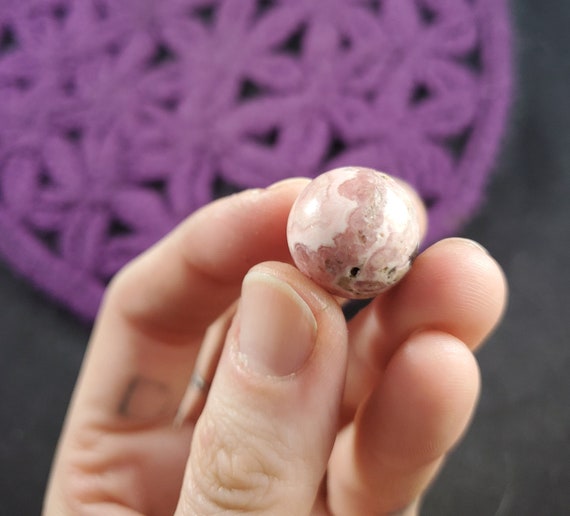 Rhodochrosite Pink Stone Mini Sphere Small Crystal Ball Stones Polished Marble