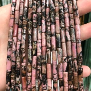Shop Rhodonite Bead Shapes! Black Rhodonite Tube Beads, Natural Gemstone Beads, Loose Stone Beads 4x13mm 15'' | Natural genuine other-shape Rhodonite beads for beading and jewelry making.  #jewelry #beads #beadedjewelry #diyjewelry #jewelrymaking #beadstore #beading #affiliate #ad