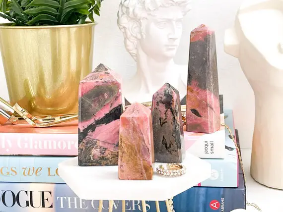 Rhodonite Crystal Towers - High-quality Healing Obelisks, Love & Emotional Healing, Chakra Balancing, Meditation, Home Decor