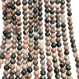 Shop Rhodonite Round Beads! 6mm Pink Rhodonite Beads, Round Gemstone Beads, Wholesale Beads | Natural genuine round Rhodonite beads for beading and jewelry making.  #jewelry #beads #beadedjewelry #diyjewelry #jewelrymaking #beadstore #beading #affiliate #ad